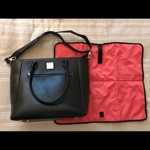 Charlotte and Asher black vegan leather diaper bag